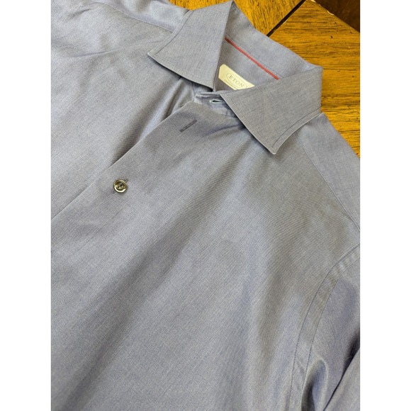 Eton Men's Dress Shirt Size 16 41 Contemporary Fit Blue Spread Collar